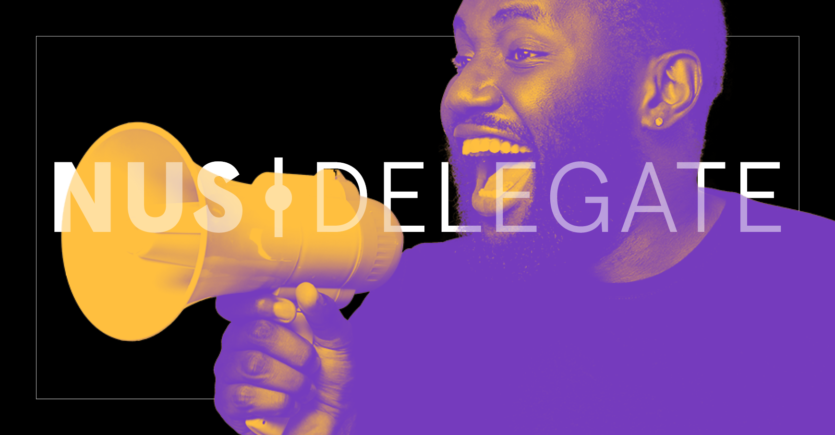 A man speaking into a megaphone