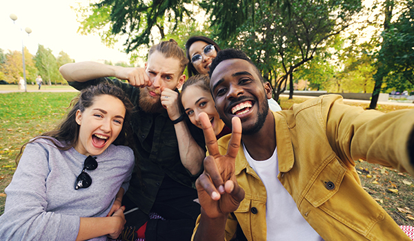 A group of students taking a selfie.